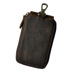 Vintage Leather Mens Small Key Zipper Wallets Cool Card Wallet for Men - iwalletsmen