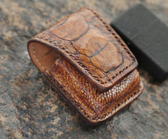 Cool Mens Brown Leather Zippo Lighter Cases with Loop Zippo lighter Holders with clips - iwalletsmen