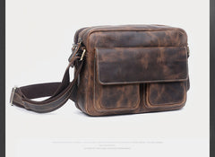 Genuine Leather Mens Cool Messenger Bag Chest Bag Bike Bag Cycling Bag for men