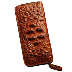 Handmade Leather Mens Cool Zipper Phone Travel Long Wallet Card Holder Card Slim Clutch Wallets for Men