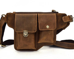 Cool LEATHER MENS FANNY PACK FOR MEN BUMBAG  CELL PHONE HOLSTER WAIST BAG for Men - iwalletsmen