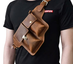 Cool LEATHER MENS FANNY PACK FOR MEN BUMBAG  CELL PHONE HOLSTER WAIST BAG for Men - iwalletsmen