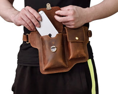 Cool LEATHER MENS FANNY PACK FOR MEN BUMBAG  CELL PHONE HOLSTER WAIST BAG for Men - iwalletsmen