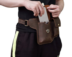 Cool LEATHER MENS FANNY PACK FOR MEN BUMBAG  CELL PHONE HOLSTER WAIST BAG for Men - iwalletsmen