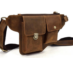 Cool LEATHER MENS FANNY PACK FOR MEN BUMBAG  CELL PHONE HOLSTER WAIST BAG for Men - iwalletsmen