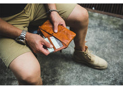 Cool Tan Leather Mens Long Wallet Clutch Wallet Black Wristlet Long Wallet Phone Wallet For Men - iwalletsmen