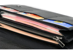 Tan Cool Leather Mens Long Wallet Black Bifold Wallet Long Wallet Brown Phone Wallet For Men - iwalletsmen