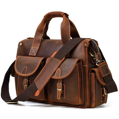 Brown Leather 13 inches Laptop Briefcase Mens Travel Work Bag Handbag Business Bags For Men