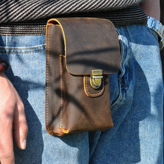Tan Leather Cell Phone Holster Belt Pouch Leather Waist Bag Mens BELT BAG Belt Holster For Men