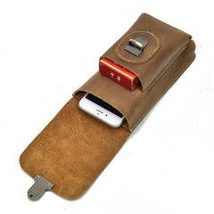 Tan Leather Cell Phone Holster Belt Pouch Leather Waist Bag Mens BELT BAG Belt Holster For Men