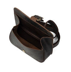 Tan Leather Mens Slim Buckle Courier Bag Side Bag Small Messenger Bag For Men