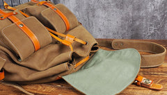 Tan Cool Mens Leather Backpack Travel Backpack Leather Hiking Backpack for Men - iwalletsmen