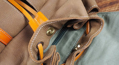 Tan Cool Mens Leather Backpack Travel Backpack Leather Hiking Backpack for Men - iwalletsmen