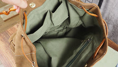 Tan Cool Mens Leather Backpack Travel Backpack Leather Hiking Backpack for Men - iwalletsmen