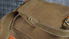 Tan Cool Mens Leather Backpack Travel Backpack Leather Hiking Backpack for Men - iwalletsmen