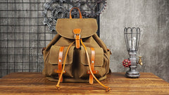 Tan Cool Mens Leather Backpack Travel Backpack Leather Hiking Backpack for Men - iwalletsmen
