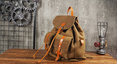 Tan Cool Mens Leather Backpack Travel Backpack Leather Hiking Backpack for Men - iwalletsmen
