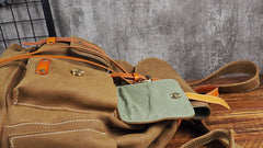 Tan Cool Mens Leather Backpack Travel Backpack Leather Hiking Backpack for Men - iwalletsmen