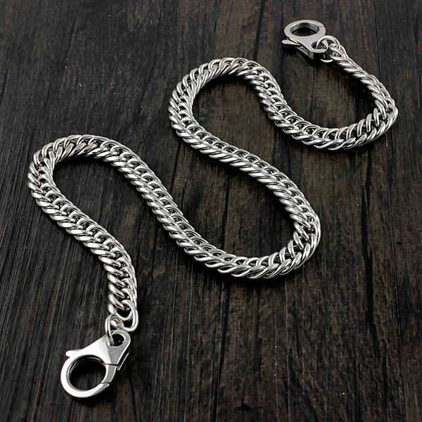 Badass Silver Mens Long STAINLESS STEEL Biker Wallet Chain Pants Chain For Men - iwalletsmen