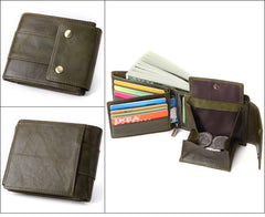 Cool Brown Leather Men's Trifold Small Wallet Multi-cards billfold Wallet For Men - iwalletsmen