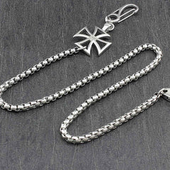 STAINLESS STEEL Long Silver Pants Chain Iron Cross Wallet Chain Biker Wallet CHain For Men - iwalletsmen