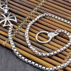 STAINLESS STEEL Long Silver Pants Chain Iron Cross Wallet Chain Biker Wallet CHain For Men - iwalletsmen