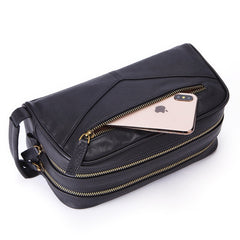 Toiletry Bag for Men Black Leather Dopp Kit Tan Leather Travel Organizer Shaving Bag for Men