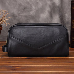 Toiletry Bag for Men Black Leather Dopp Kit Tan Leather Travel Organizer Shaving Bag for Men