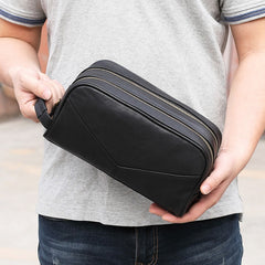 Toiletry Bag for Men Black Leather Dopp Kit Tan Leather Travel Organizer Shaving Bag for Men