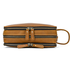 Top view of Leather toiletry bag for men
