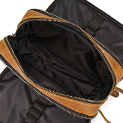Inside of mens leather toiletry bag