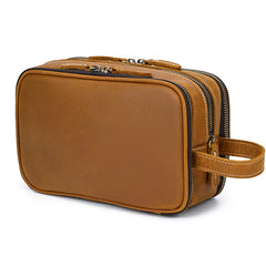 Brown Leather toiletry travel bag