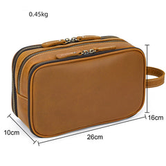 Toiletry Bag for Men Leather Dopp Kit Tan Leather Travel Organizer Shaving Bag for Men