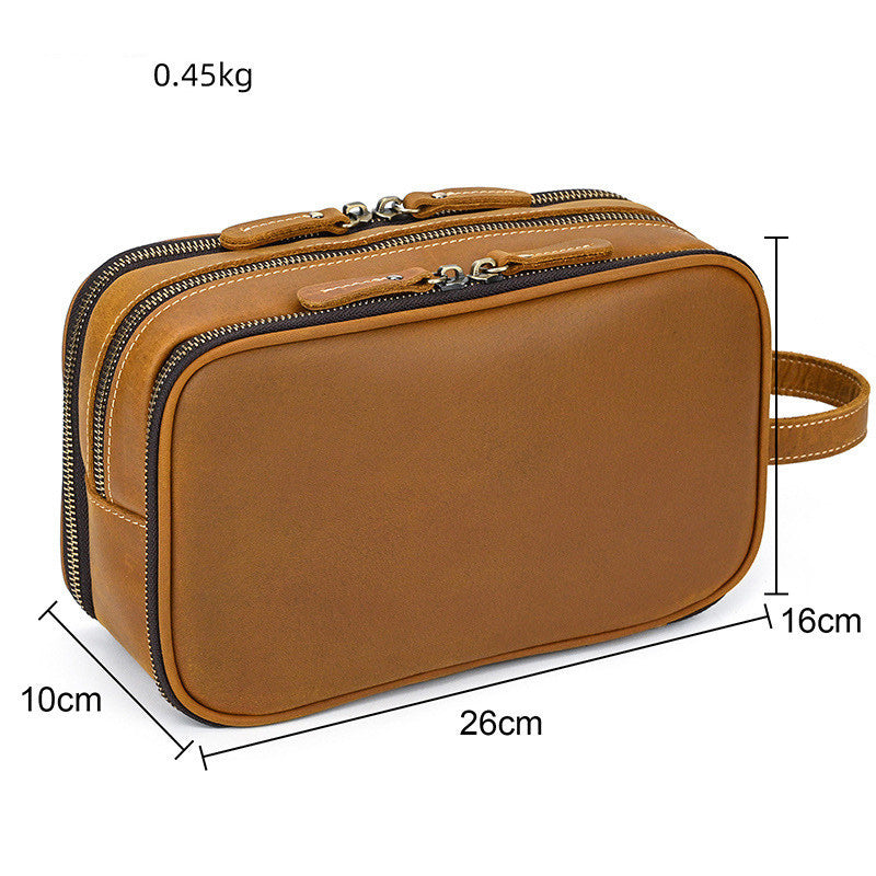 Leather large toiletry bag men