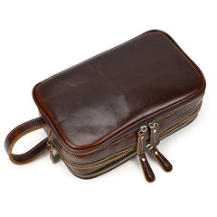 Toiletry Bag for Men Leather Dopp Kit Tan Leather Travel Organizer Shaving Bag for Men