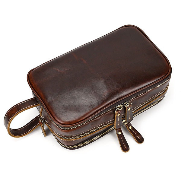 Leather toiletry bag men