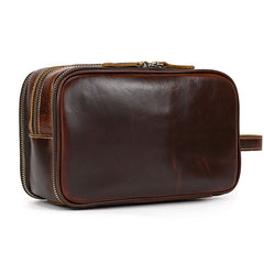 Toiletry Bag for Men Leather Dopp Kit Tan Leather Travel Organizer Shaving Bag for Men