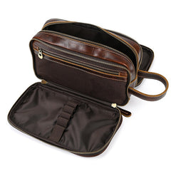 Leather men's travel hygiene bag