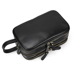 Black Leather men toiletry bag