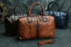 Best Navy Leather Mens 12'' Handbag Travel Handbag Work Handbag Shoulder Bag For Men