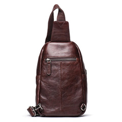 Trendy Black Leather Men's Sling Bag Chest Bag Brown Sling Crossbody Bag One Shoulder Backpack For Men - iwalletsmen