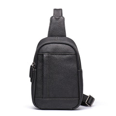 Trendy Black Leather Men's Sling Bag Chest Bag Brown Sling Crossbody Bag One Shoulder Backpack For Men - iwalletsmen