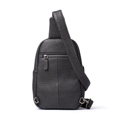 Trendy Black Leather Men's Sling Bag Chest Bag Brown Sling Crossbody Bag One Shoulder Backpack For Men - iwalletsmen