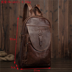 Cool Brown Leather Men's Sling Bag One Shoulder Backpack Black Sling Crossbody Pack For Men - iwalletsmen