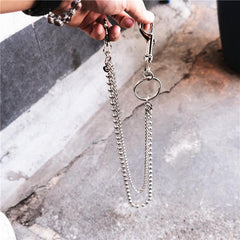 Trendy Silver Double Womens Mens Pants Chain Long Jeans Chain Jean Chain Wallet CHain For Men - iwalletsmen