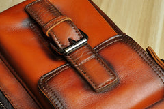 Fashion Brown Leather Mens Small Vertical Side Bag Messenger Bag Tablet Bag For Men - iwalletsmen