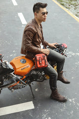 Fashion Brown Leather Mens Small Vertical Side Bag Messenger Bag Tablet Bag For Men - iwalletsmen