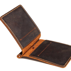 Slim Leather Mens Small Bifold Wallet Money Clip Wallet billfold Wallet Front Pocket Wallet for Men - iwalletsmen
