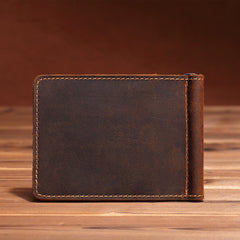 Slim Leather Mens Small Bifold Wallet Money Clip Wallet billfold Wallet Front Pocket Wallet for Men - iwalletsmen