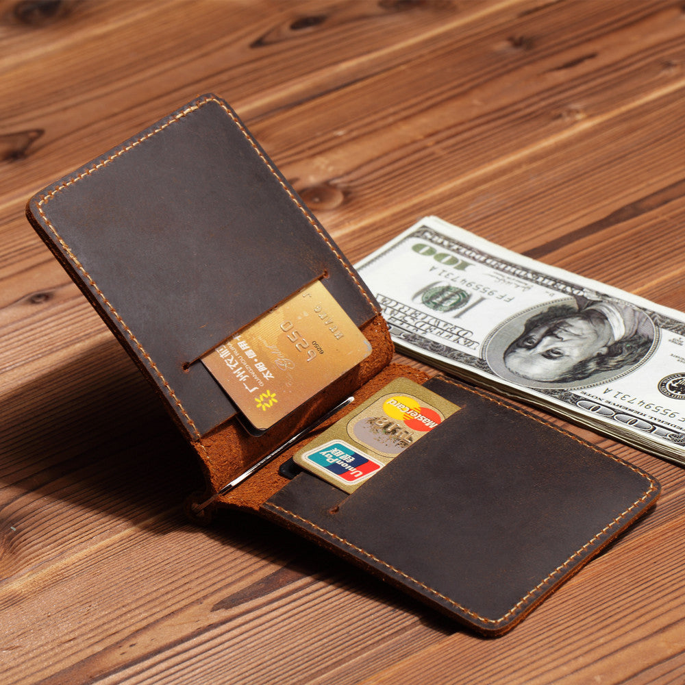 Men's Slim Leather Wallet + Money Clip